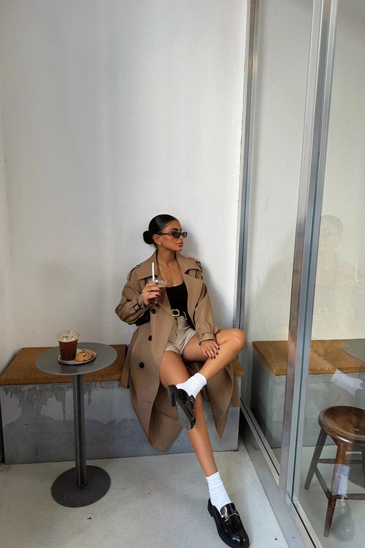 Manteau Trench Long Marron Femme – Élégant Chaud et Stylé