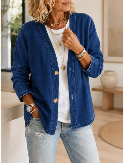 Chaqueta de mujer de patchwork con cuello en V - Ligera y desenfadada