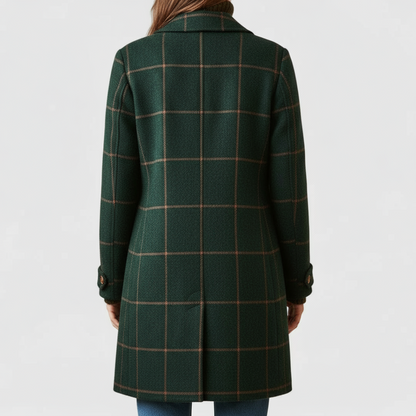 Manteau Tweed Femme à Carreaux – Col Revers Classique à Motif Plaid