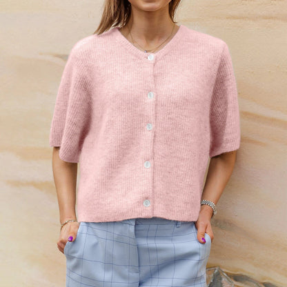 Women's short-sleeved streetwear cardigan - Modern and lightweight