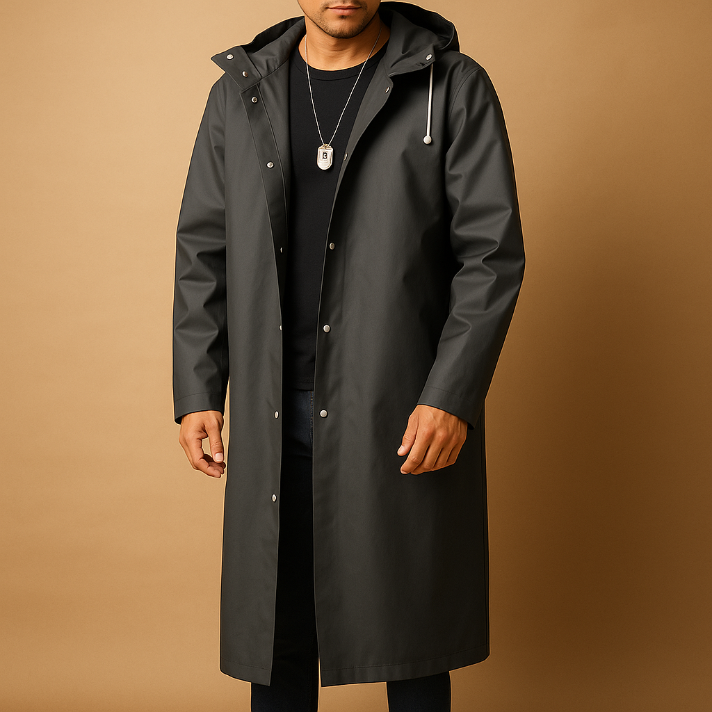 Imperméable Longue Premium pour Homme – Manteau à Capuche Élégant