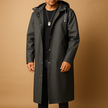 Imperméable Longue Premium pour Homme – Manteau à Capuche Élégant
