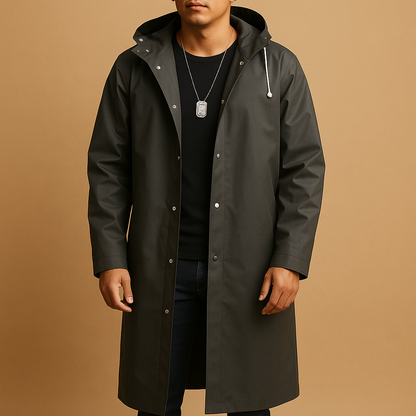 Imperméable Longue Premium pour Homme – Manteau à Capuche Élégant