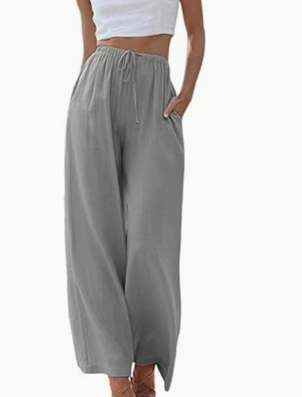 Pantalon Large Décontracté en Coton Femme – Pantalon d’Été Léger Taille Haute