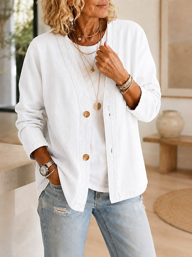 Chaqueta de mujer de patchwork con cuello en V - Ligera y desenfadada
