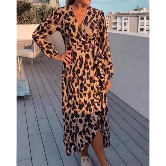 Leopard Print Dress for Women – V-Neck, Casual and Sexy Summer Style