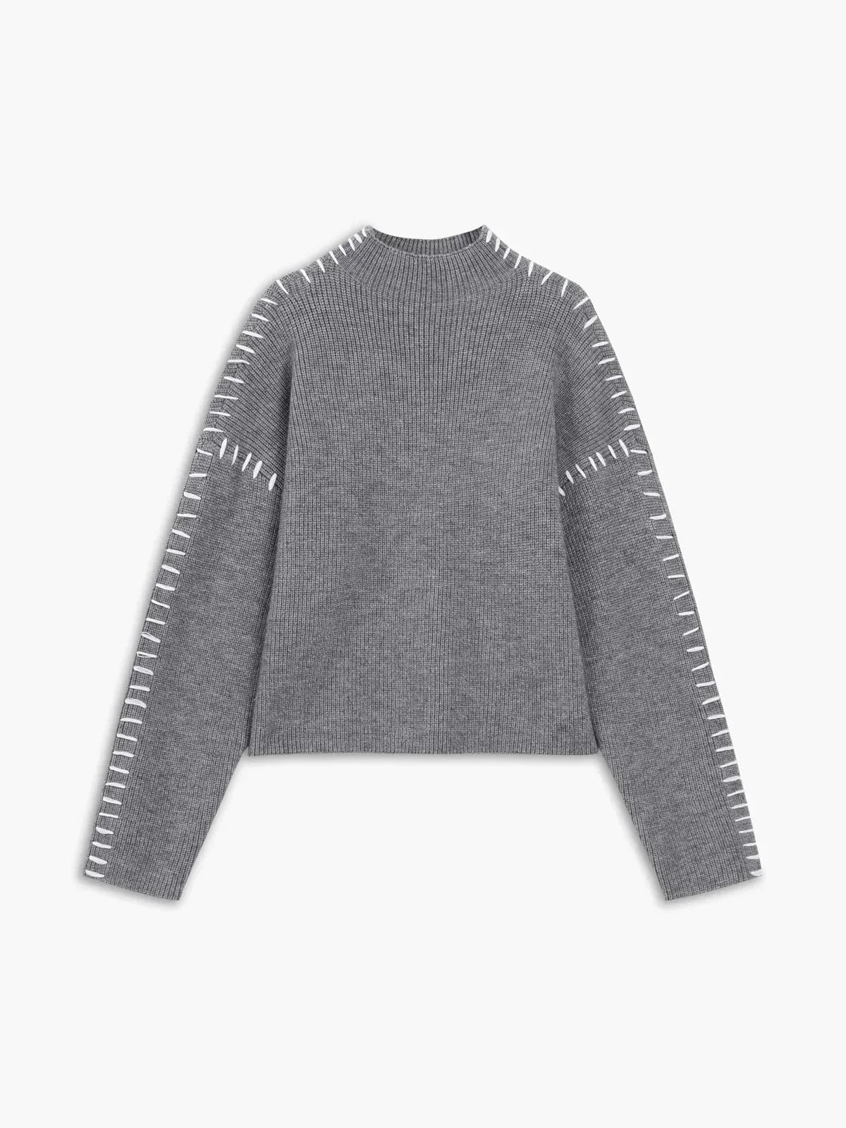 Pull court femme col montant en maille - Moderne et doux