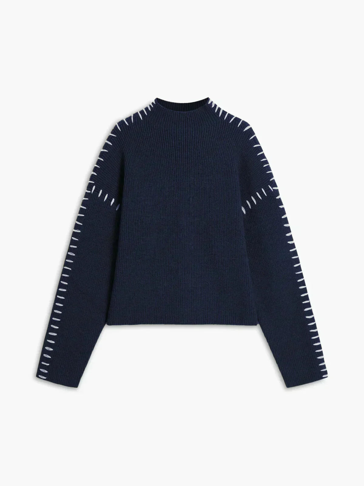 Pull court femme col montant en maille - Moderne et doux