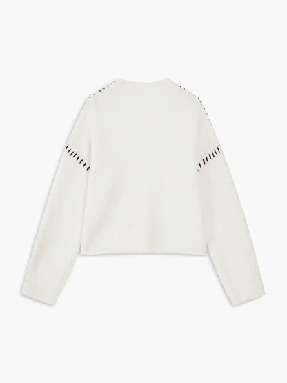 Pull court femme col montant en maille - Moderne et doux