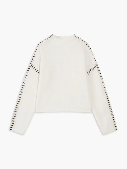 Pull court femme col montant en maille - Moderne et doux