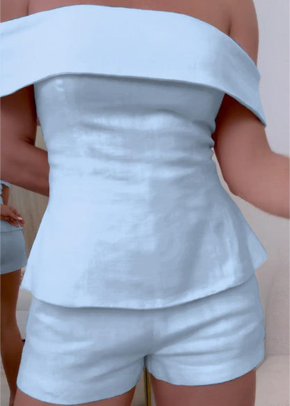 Ensemble Deux-Pièces Femme en Coton-Lin Blanc – Tenue Élégante et Légère