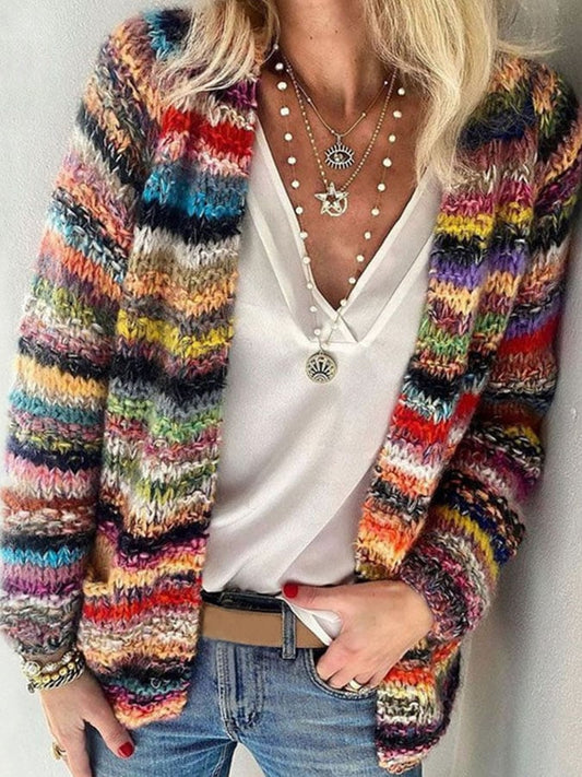 Cardigan Coloré en Maille pour Femme – Style Décontracté Doux et Confortable