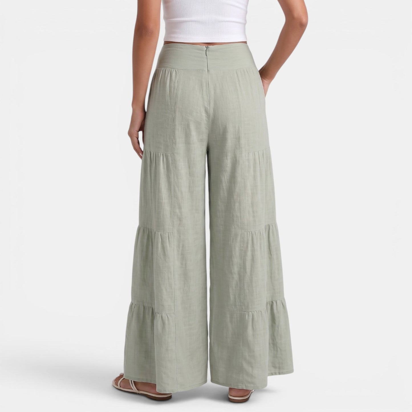 Pantalon femme en lin coupe large et fluide - Style leger chic et elegant