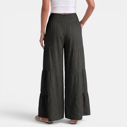 Pantalon femme en lin coupe large et fluide - Style leger chic et elegant