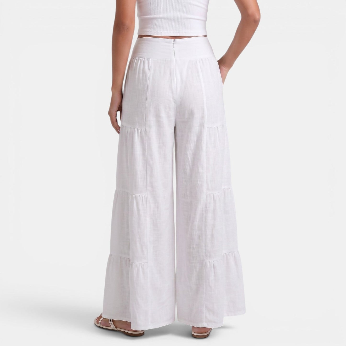 Pantalon femme en lin coupe large et fluide - Style leger chic et elegant