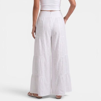 Pantalon femme en lin coupe large et fluide - Style leger chic et elegant