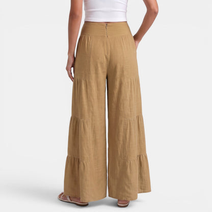 Pantalon femme en lin coupe large et fluide - Style leger chic et elegant