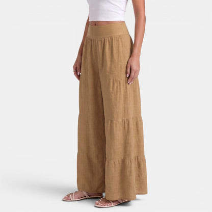 Pantalon femme en lin coupe large et fluide - Style leger chic et elegant