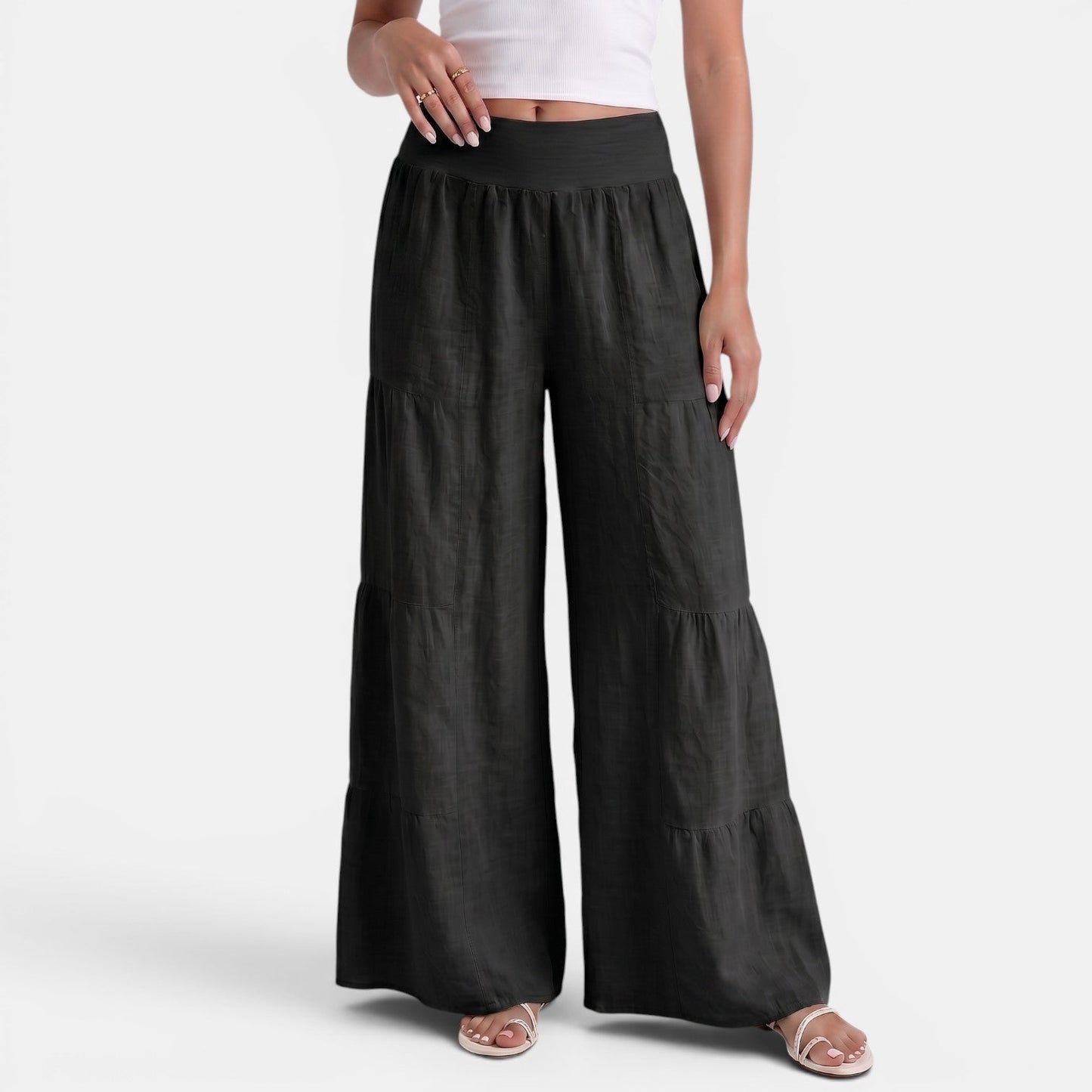 Pantalon femme en lin coupe large et fluide - Style leger chic et elegant