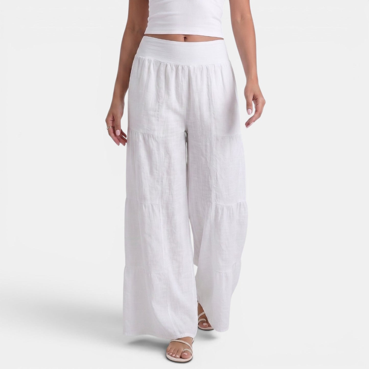 Pantalon femme en lin coupe large et fluide - Style leger chic et elegant