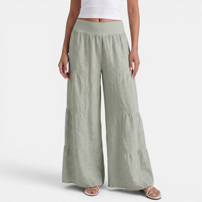 Pantalon femme en lin coupe large et fluide - Style leger chic et elegant