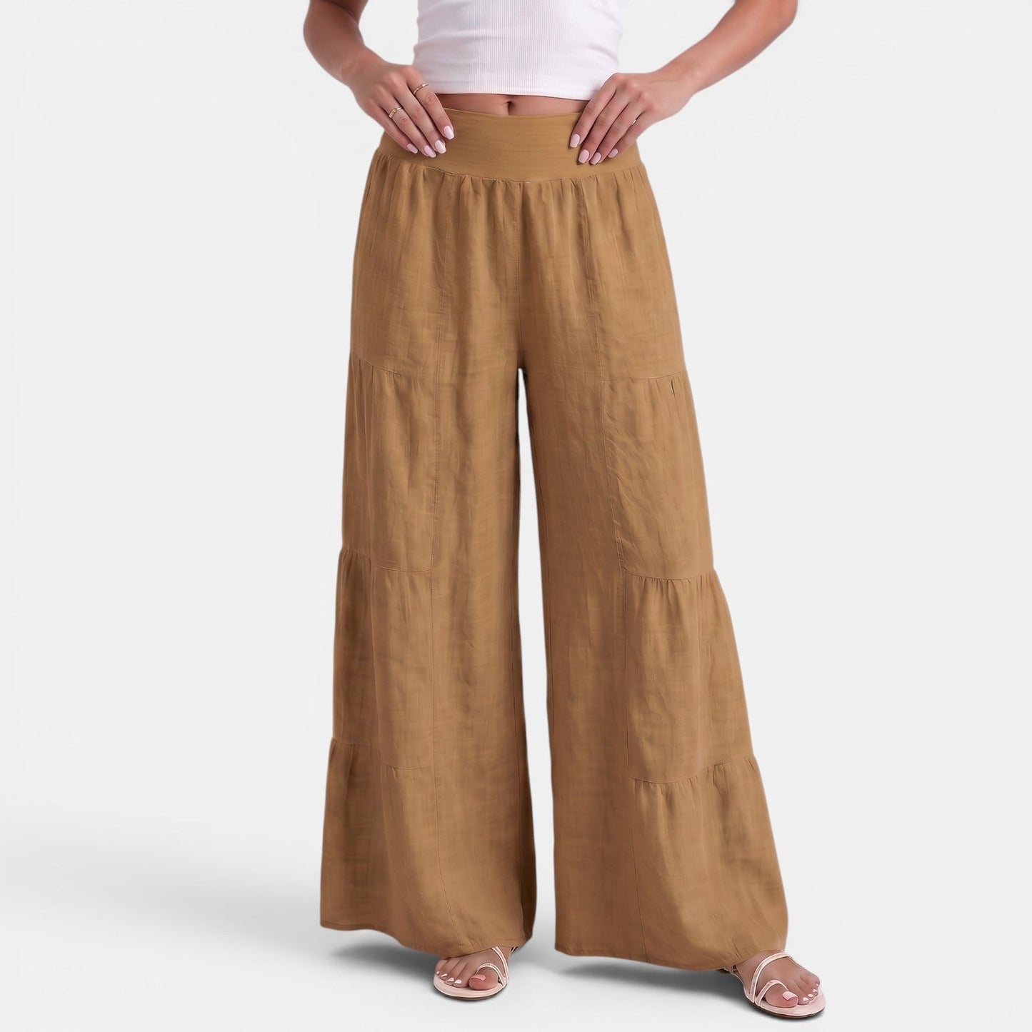 Pantalon femme en lin coupe large et fluide - Style leger chic et elegant