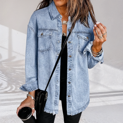 Veste Femme Vintage Oversize en Jean – Coupe Décontractée