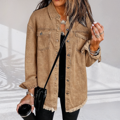 Veste Femme Vintage Oversize en Jean – Coupe Décontractée