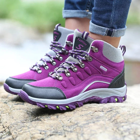 Bottes de randonnée imperméables unisexe – Bottes de trekking robustes plein air pour hommes et femmes avec adhérence tous terrains et soutien de la cheville