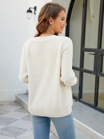 Women's solid-color zip-up long-sleeve cardigan - Simple and comfortable