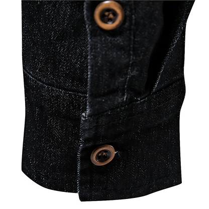 Chemise Homme en Jean Coupe Slim – Manches Longues Style Classique en Mélange de Coton