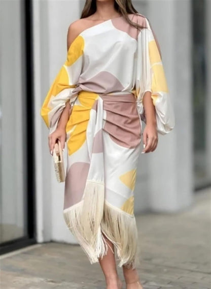 Robe midi femme une épaule – Robe portefeuille élégante à la coupe asymétrique