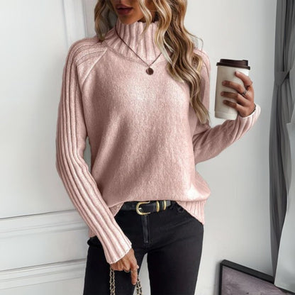 Women's ribbed turtleneck sweater - Soft and elegant