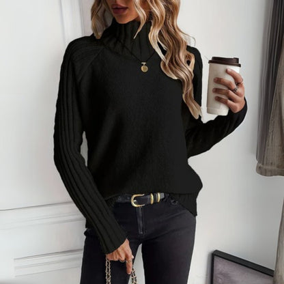 Women's ribbed turtleneck sweater - Soft and elegant