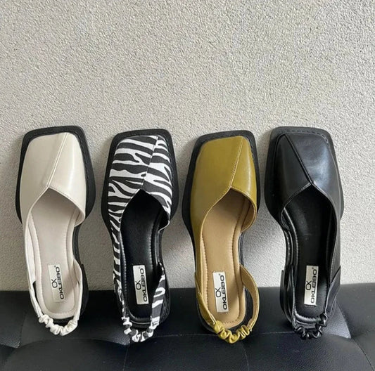 Chaussures plates en cuir sans lacets pour femmes