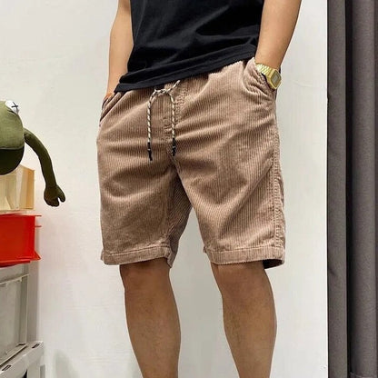Shorts en Velours Côtelé Homme – Taille Élastique avec Cordon et Ourlets