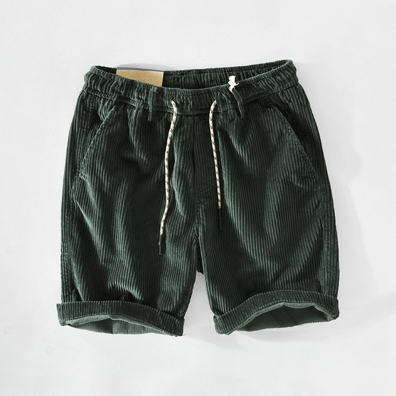 Shorts en Velours Côtelé Homme – Taille Élastique avec Cordon et Ourlets