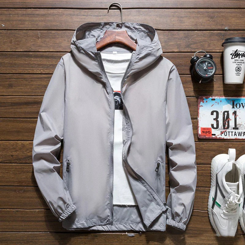 Veste Coupe-Vent Imperméable Légère Premium pour Homme – Capuche et Fermeture Zippée