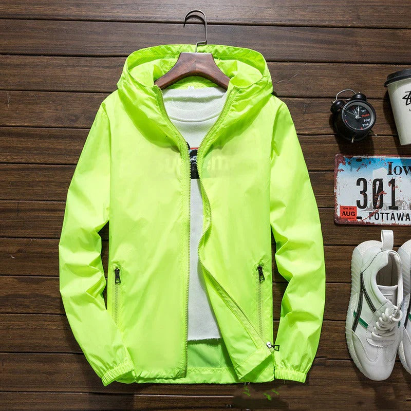 Veste Coupe-Vent Imperméable Légère Premium pour Homme – Capuche et Fermeture Zippée