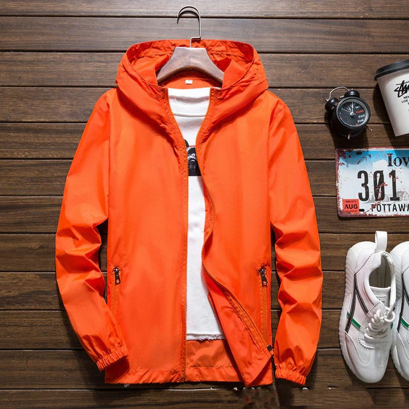 Veste Coupe-Vent Imperméable Légère Premium pour Homme – Capuche et Fermeture Zippée