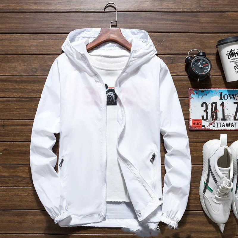 Veste Coupe-Vent Imperméable Légère Premium pour Homme – Capuche et Fermeture Zippée