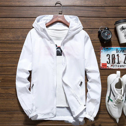 Veste Coupe-Vent Imperméable Légère Premium pour Homme – Capuche et Fermeture Zippée