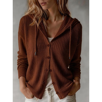 Cardigan da donna abbottonato con cappuccio - Morbido e pratico