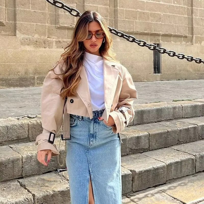 Trench Court Élégant Femme – Manteau Moderne et Court
