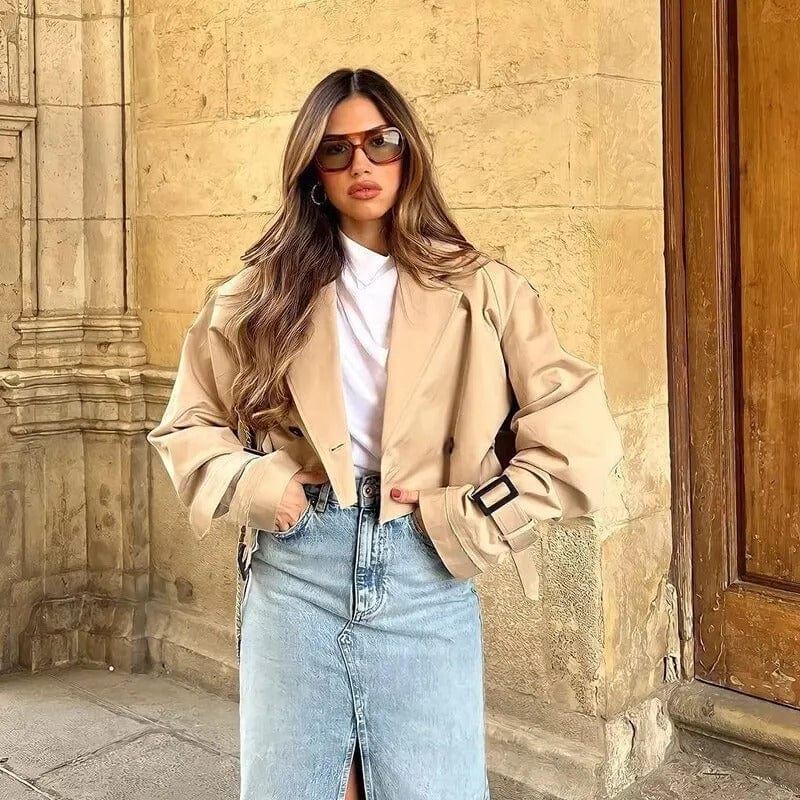 Trench Court Élégant Femme – Manteau Moderne et Court