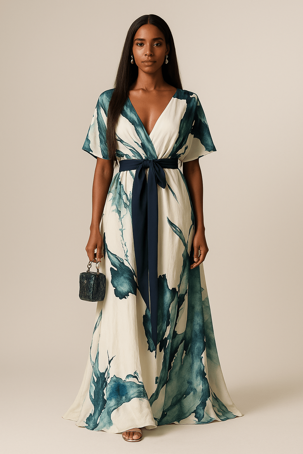 Robe Maxi Femme Imprimé Aquarelle - Robe Longue Fluide Élégante