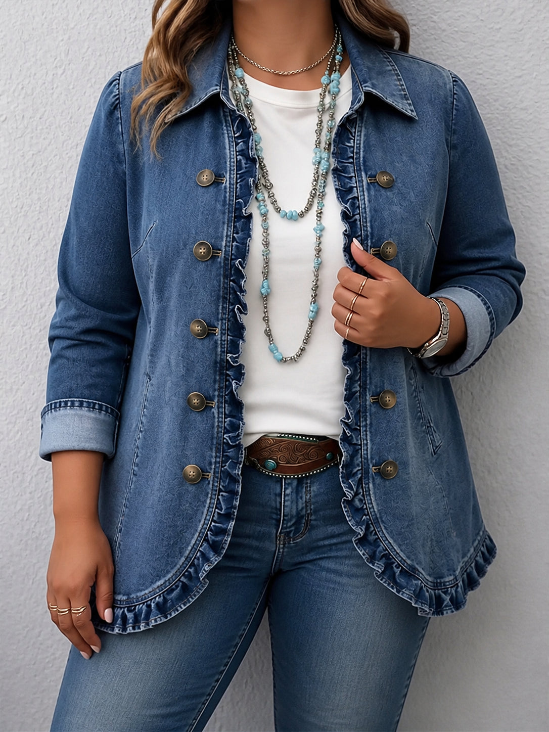 Chaqueta vaquera de mujer con volante - Casual y femenina