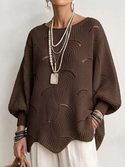 Women's open-knit sweater with a wave pattern - Flowing and feminine