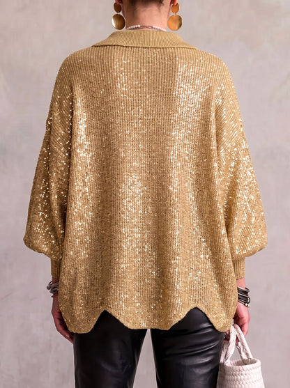 Women's cardigan with gold buttons - Elegant and soft