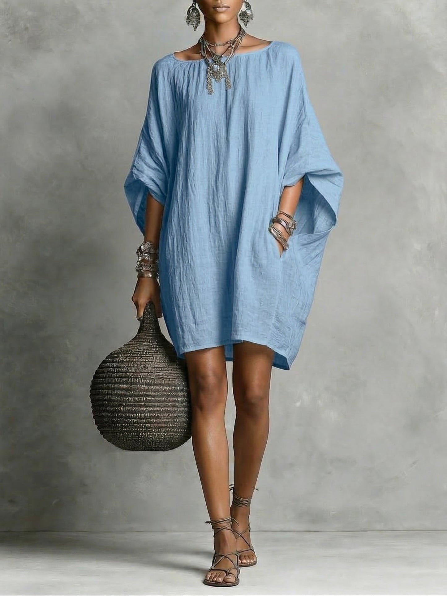 Robe femme en coton et lin – Style décontracté fluide et léger